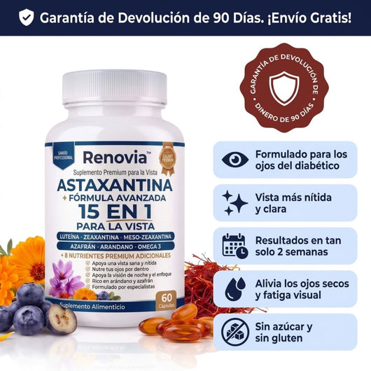 MX - Renovia | Fórmula Visual 15 en 1 con Astaxantina en Softgels